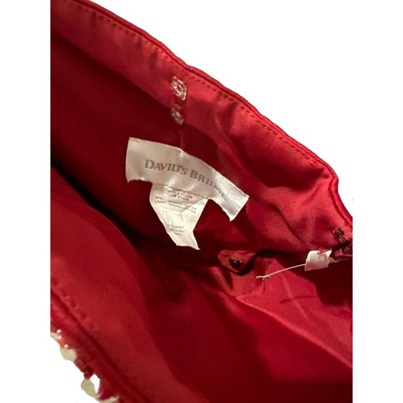 David's Bridal Size 10 Red Strapless Dress Chiffon Satin Prom Bridesmaid NWT - Picture 4 of 8